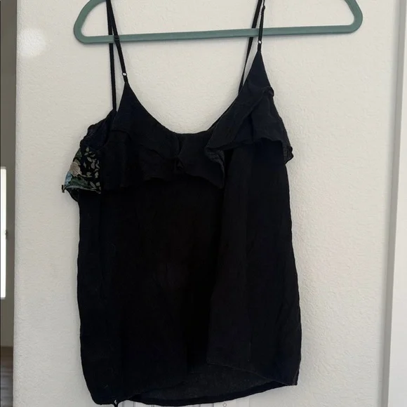 Free People Black Camisole with Green and Blue Floral Trim - Picture 5 of 5
